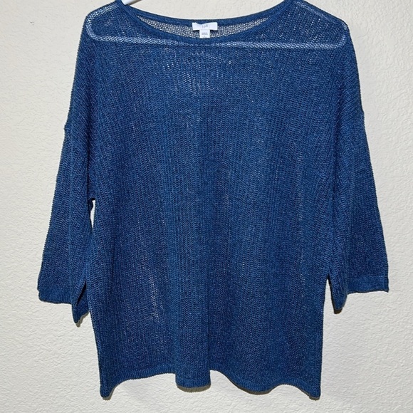 J. Jill Mai Texture Open Knit Pullover Linen - Picture 2 of 6